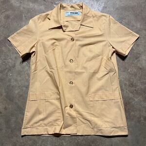 Vintage 80s Wrangler Yellow Nurse Work Button Up Shirt